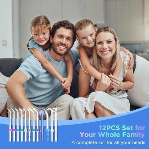 12-Pack Waterpik Water Flosser Replacement Tips - Classic, Orthodontic & Tongue Cleaner