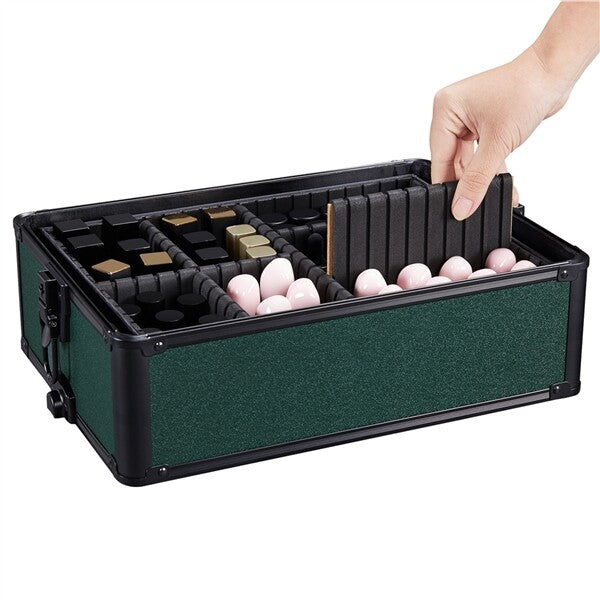 Aluminum 4-in-1 Professional Trolley Makeup Train Case Dark Green