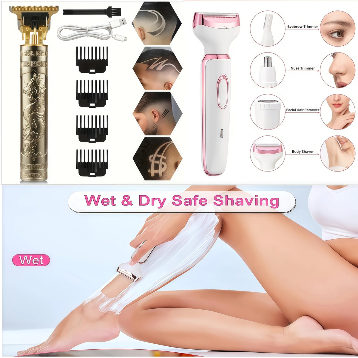 Professional Cordless Hair Clippers & Beard Trimmer for Grooming