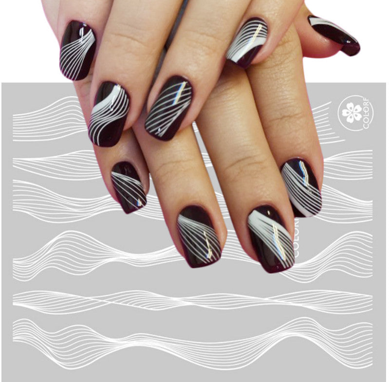3D Nail Art Stickers Wave Line Decals for Manicure DIY Tips - Multiple Colors