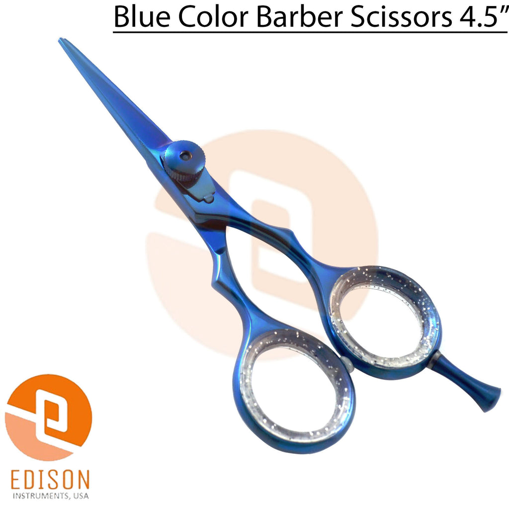 Salon Barber Scissors - Stainless Steel Hair & Beard Trimming Shears, 4.5 Inch Blue