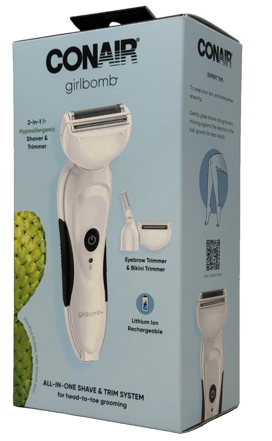 Conair Girlbomb 2-in-1 Hypoallergenic Shaver & Trimmer System