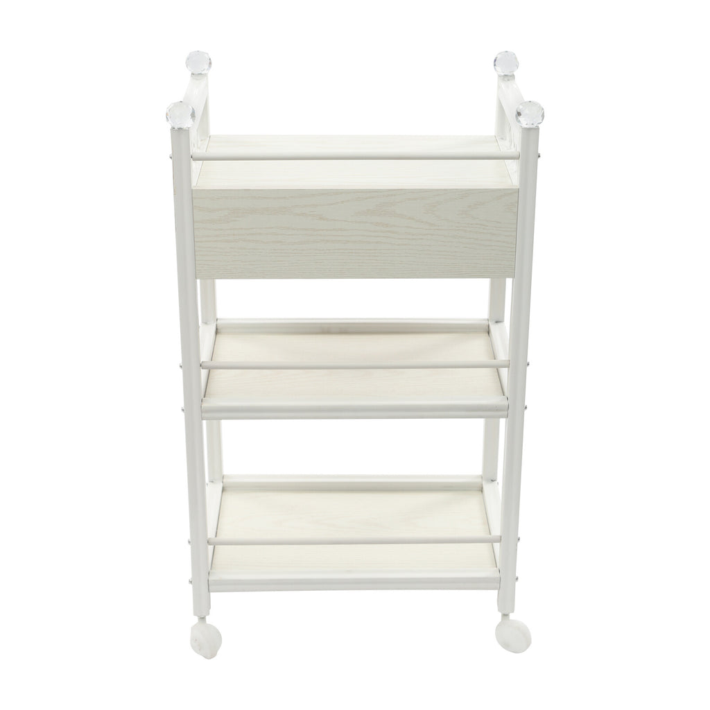 Salon Storage Cart with Drawer, 3-Tier Mobile Organizer, White