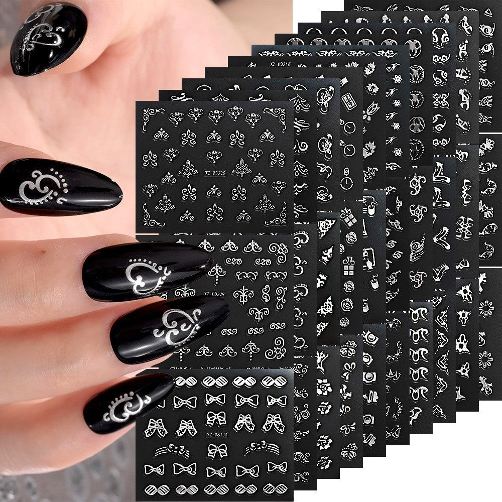 30Pcs Nail Art Stickers Decals Set - Flower Lace Rose Heart Designs for Manicure