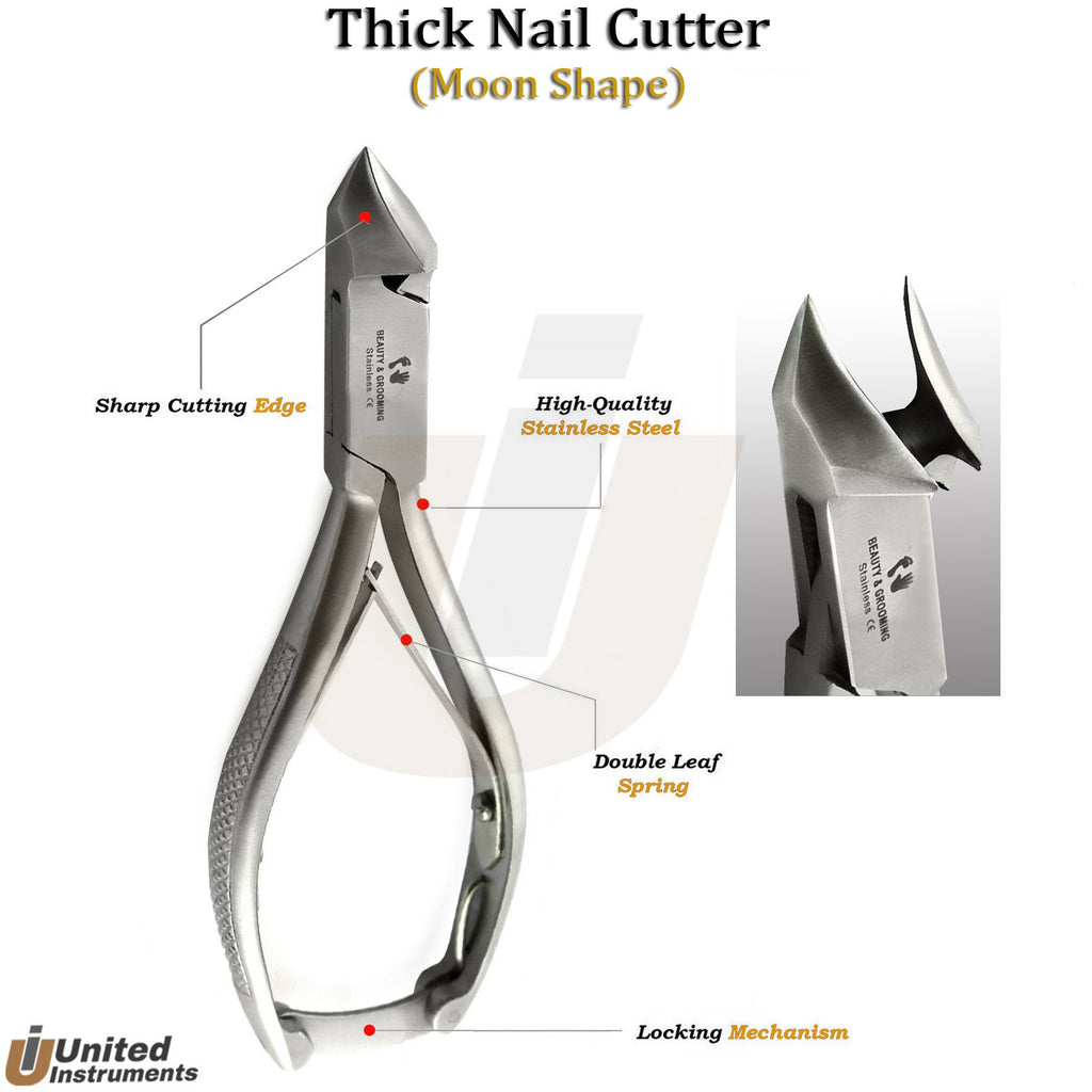 Stainless Steel Surgical Toe Nail Nippers Clippers Moon Shape Cutter - Podiatry Tool