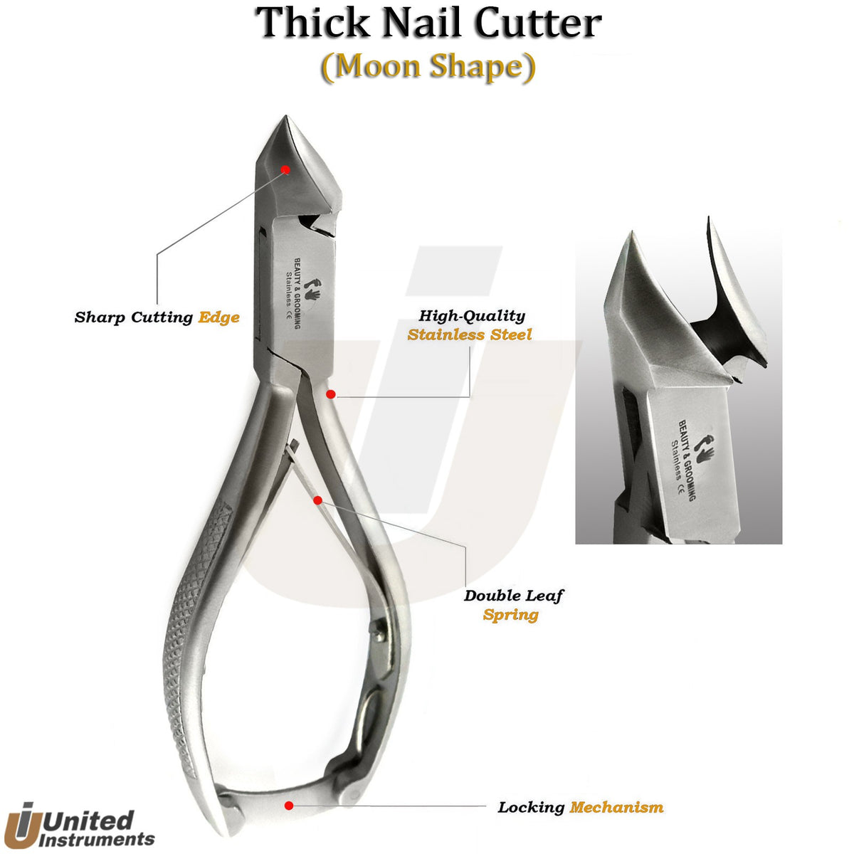 Stainless Steel Surgical Toe Nail Nippers Clippers Moon Shape Cutter - Podiatry Tool