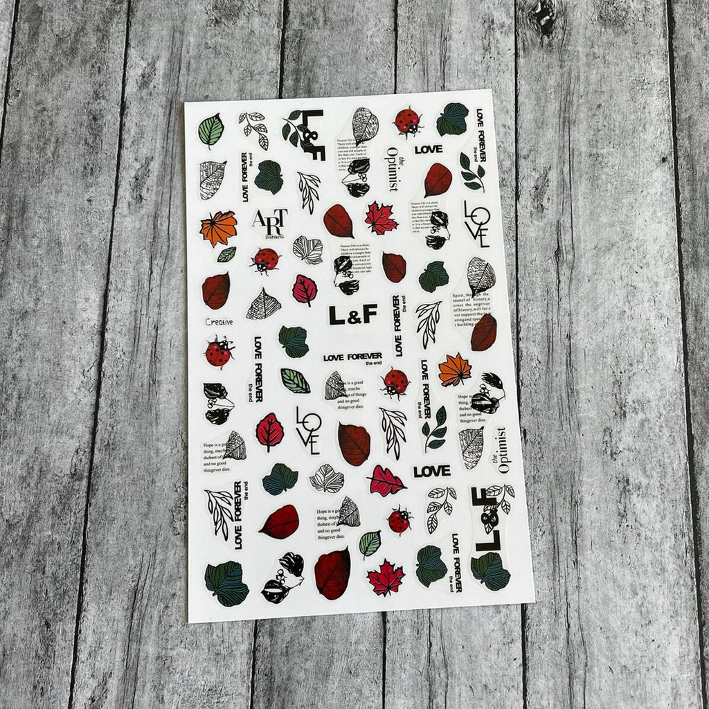 Autumn Leaf Nail Stickers Set - Mushroom Pumpkin Fruit Rabbit Bear Fox Owl Deer Decals