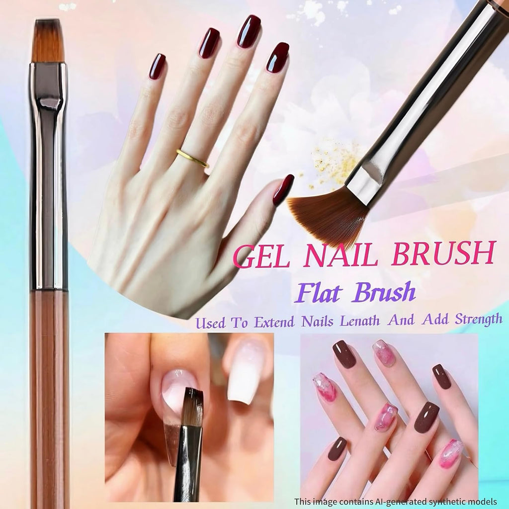 8Pcs Nail Art Brush Set with Gel Builder & Liner Brushes for Professional & DIY Nails