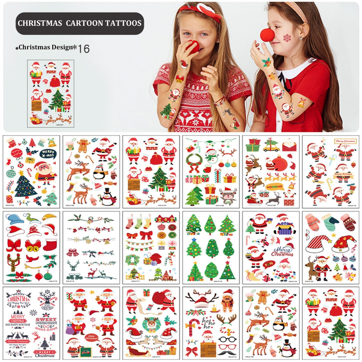 Christmas Temporary Tattoos for Kids, 240 Pcs Party Favors Set