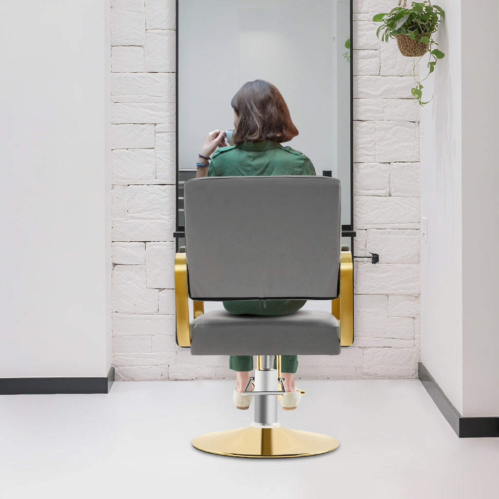 Adjustable Salon Barber Chair with 360° Rotation and Modern Design