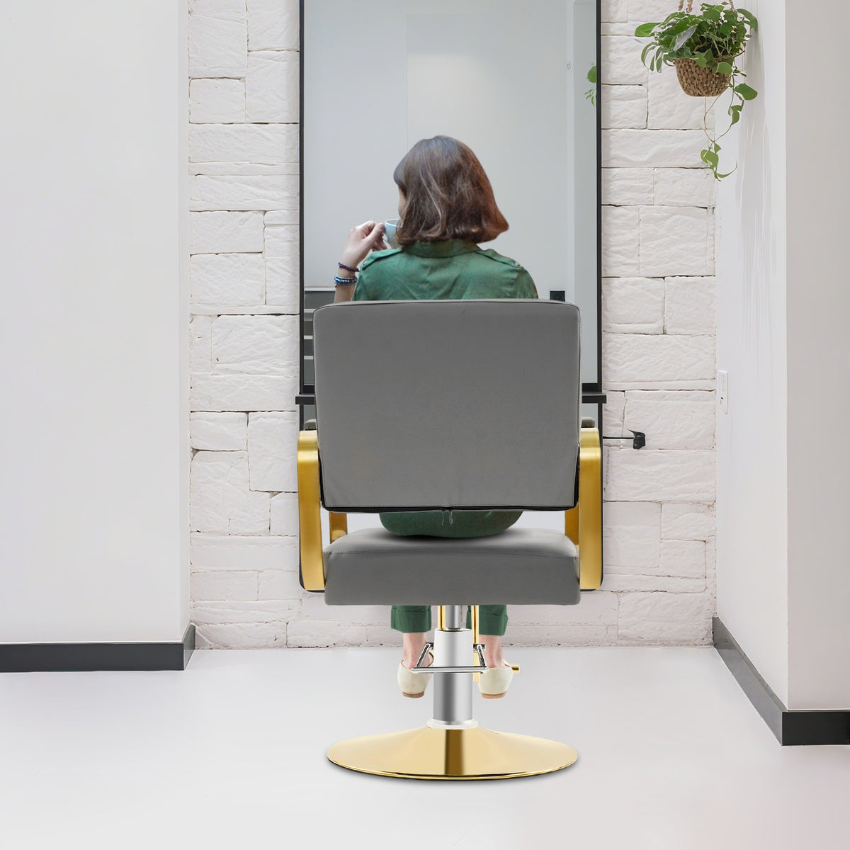 Adjustable Salon Barber Chair with 360° Rotation and Modern Design