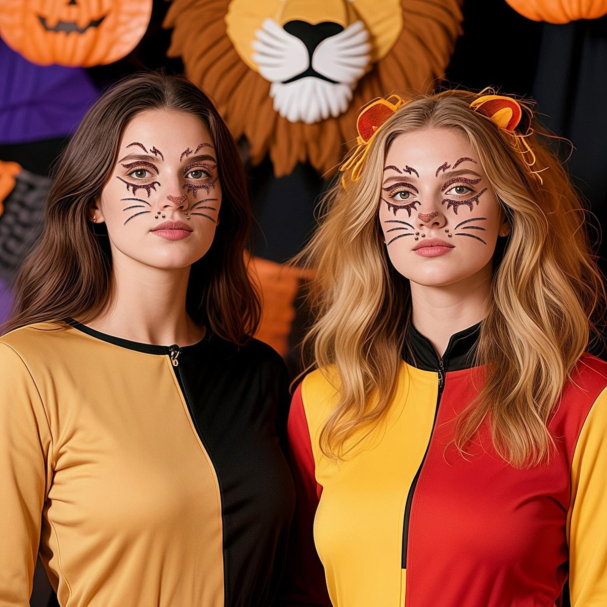 Temporary Glitter Face Tattoos - Animal Print Gems (2 Sheets) for Halloween & Costume