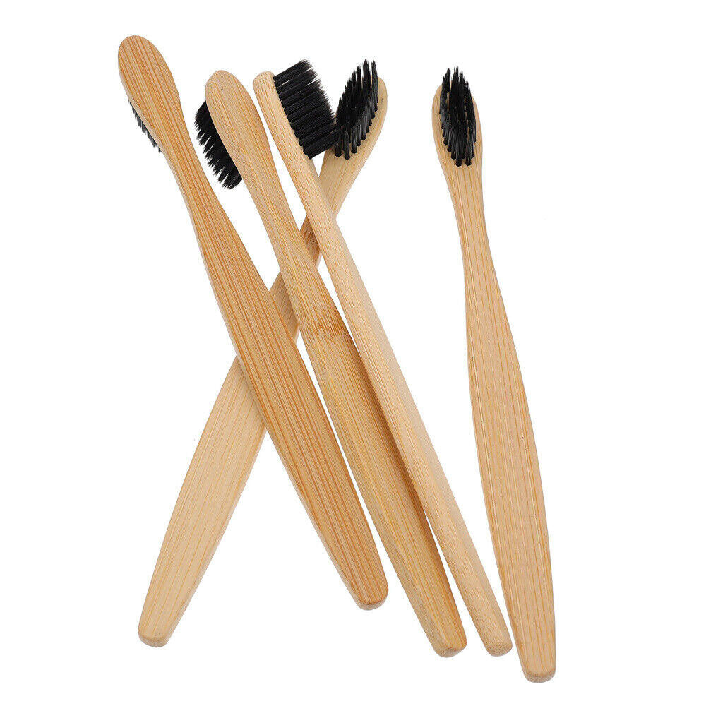 20Pcs Natural Bamboo Toothbrush with Charcoal Soft Bristles - Eco-Friendly Adult Oral Care