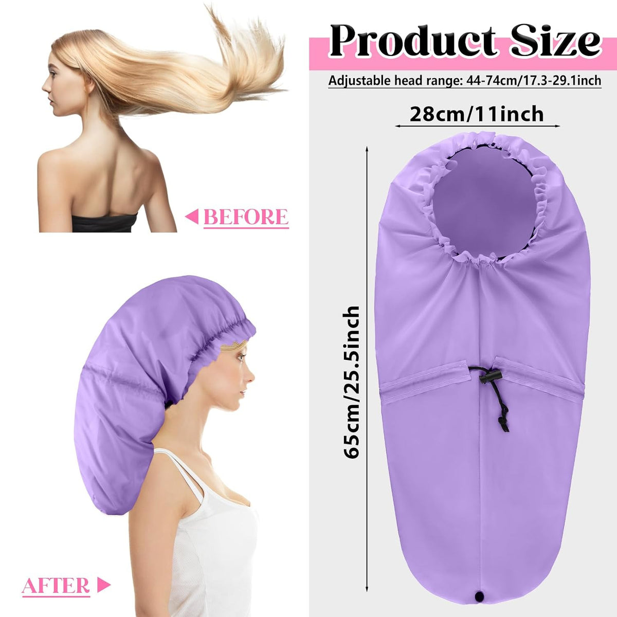 Large Waterproof Shower Cap for Braids & Long Hair - Extra Long, Reusable
