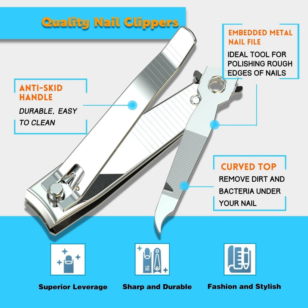 Premium Stainless Steel Nail Clipper Set for Fingernails and Toenails - 4 Pieces