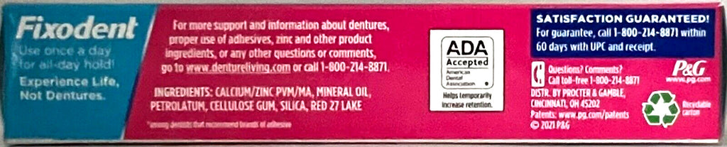 Denture Adhesive Cream - Original Fixodent, 4 Tubes 2.4 oz (68g) Pack