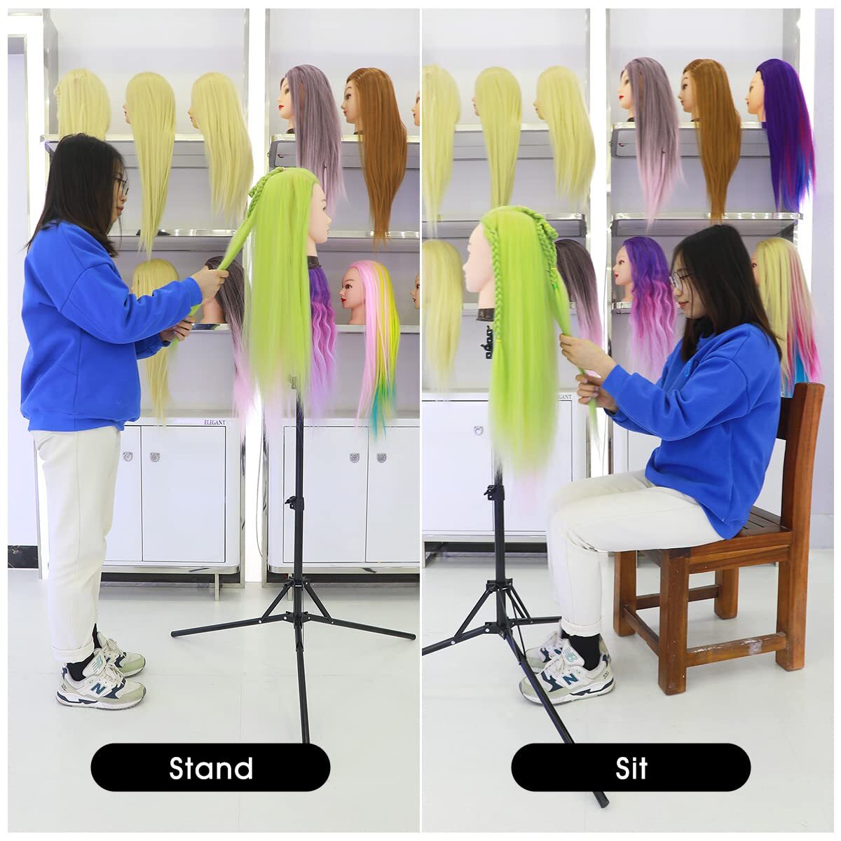 Adjustable Folding Mannequin Head Stand for Wig Styling and Salon Training