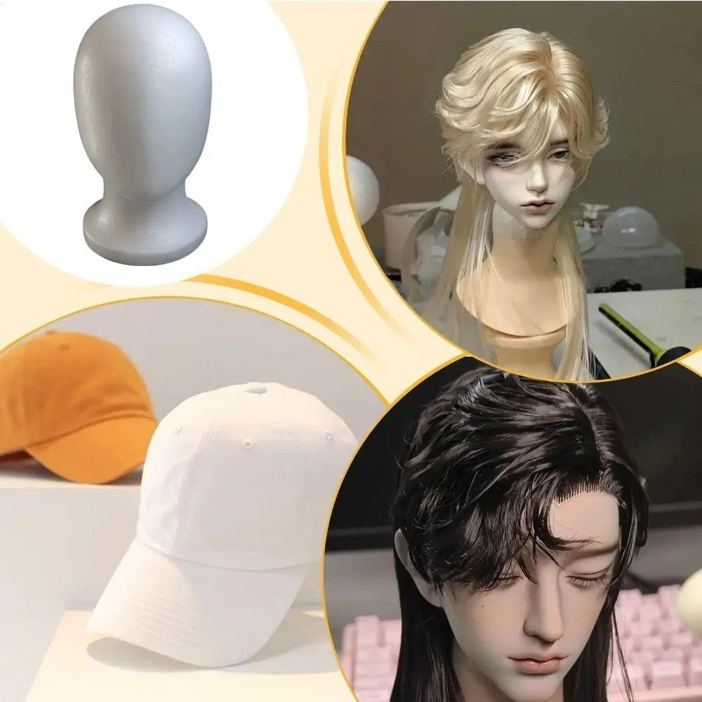 Foam Wig Head Display Stand for Wigs Hats Glasses - White Mannequin Head