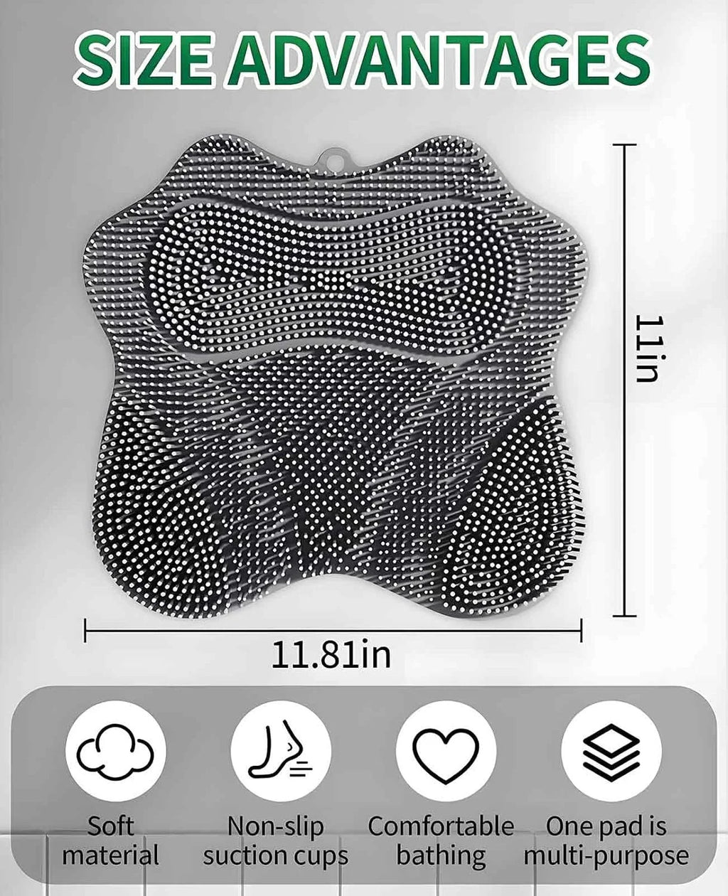 Silicone Shower Foot Scrubber with Non-Slip Suction Cup Mat for Foot Cleaning and Massage