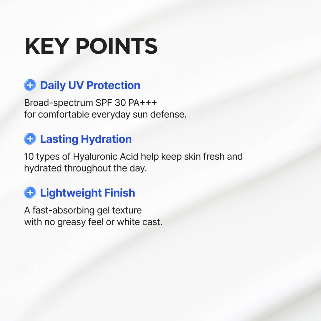 Hyaluronic Acid SPF 30 Sun Gel Sunscreen - Lightweight Hydrating SPF 30