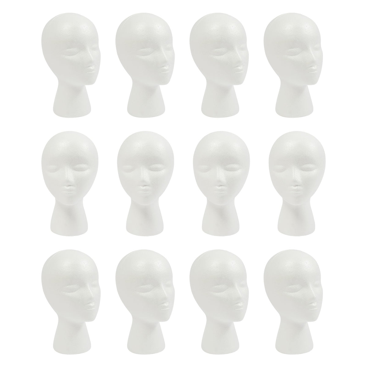 White 11.02-inch Female Mannequin Head for Wig Display and Styling - Set of 12