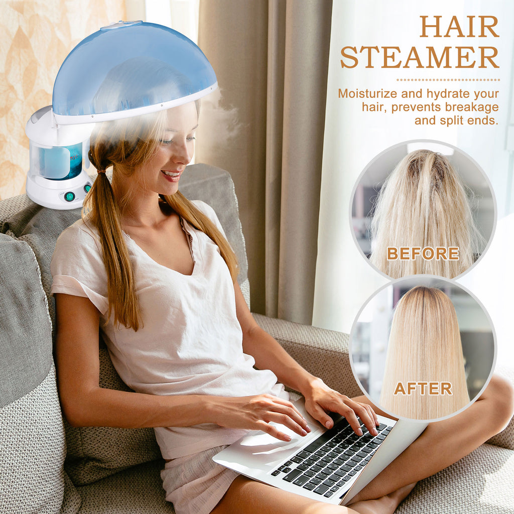 Blue 2-in-1 Hair and Facial Steamer Portable Sauna with Ozone
