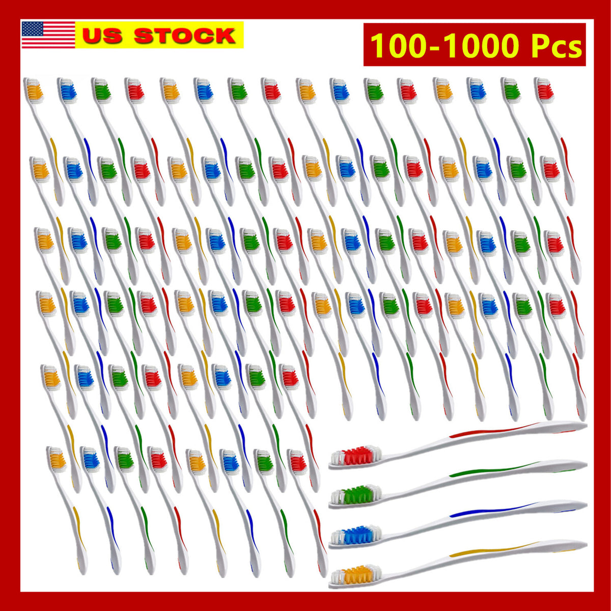 Wholesale Individually Wrapped Medium Soft Toothbrushes - Bulk Pack