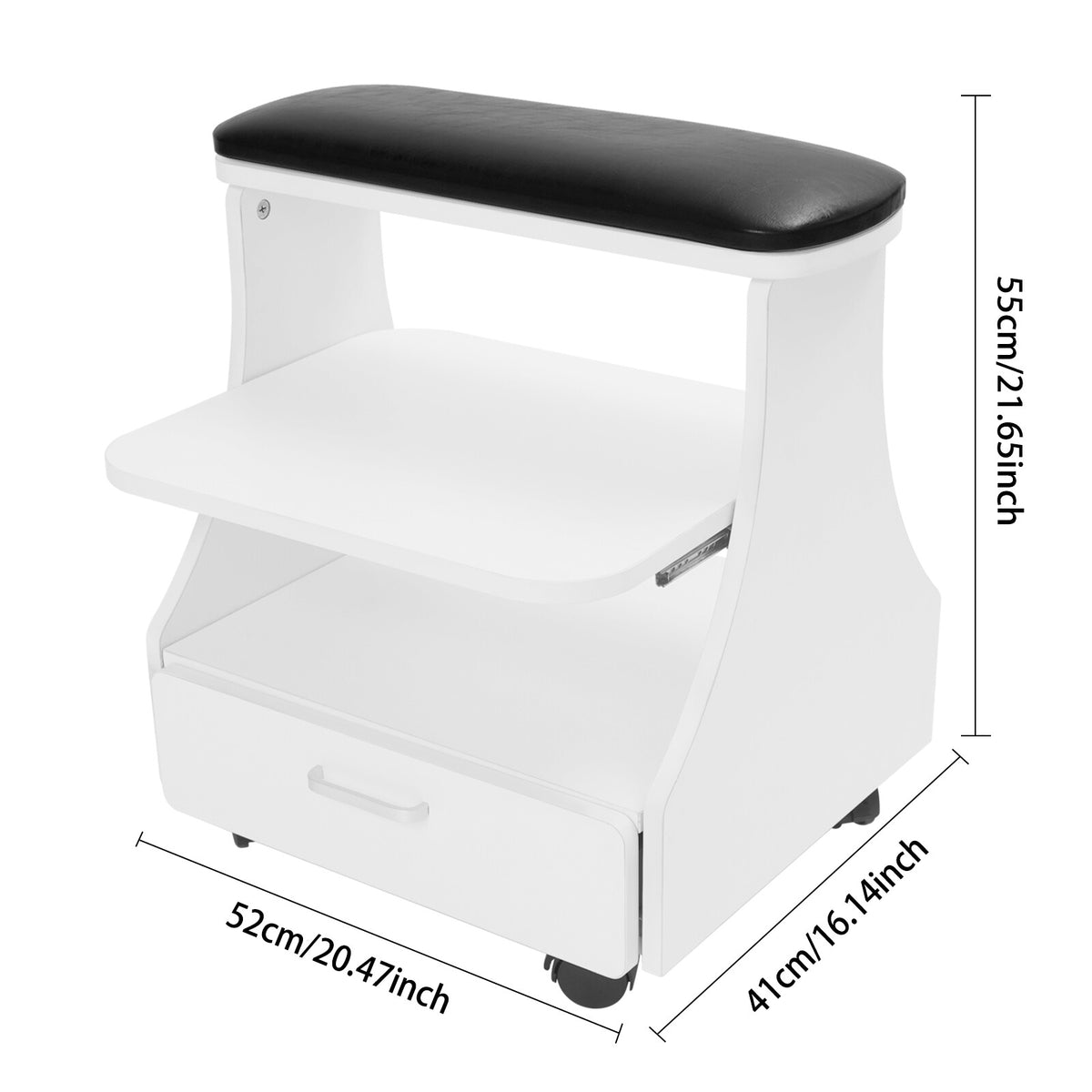 3-Tier Portable Salon Trolley Cart for Nails and Foot Care Black