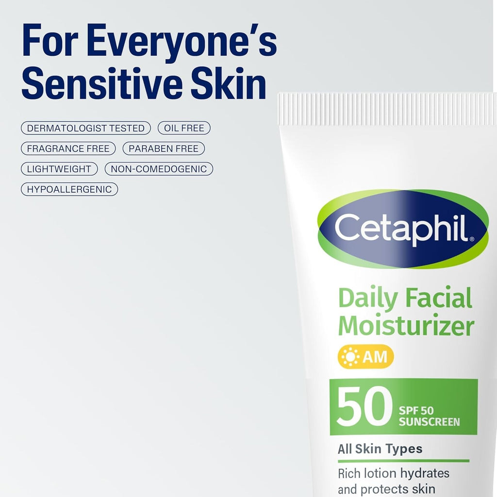 Fragrance-Free SPF 50 Face Moisturizer with UVA/UVB Sun Protection – 2 or 3 Pack