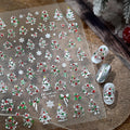 Christmas Nail Stickers 5D Embossed Metallic Silver Nail Decals Holiday Manicure