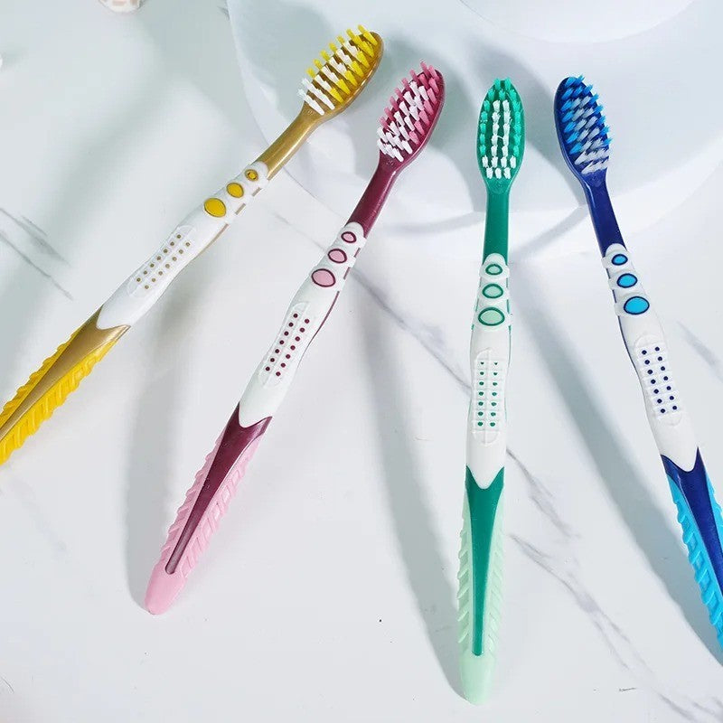4 Pack Adult Manual Toothbrushes for Oral Cleaning - Soft Bristles, Individually Packaged