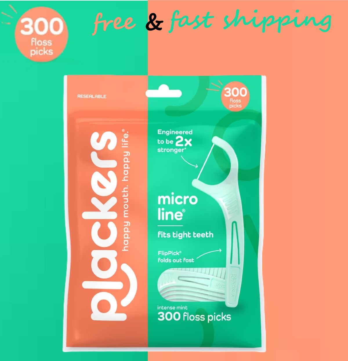 300 Count Dental Floss Picks Micro Mint Oral Care Flossers