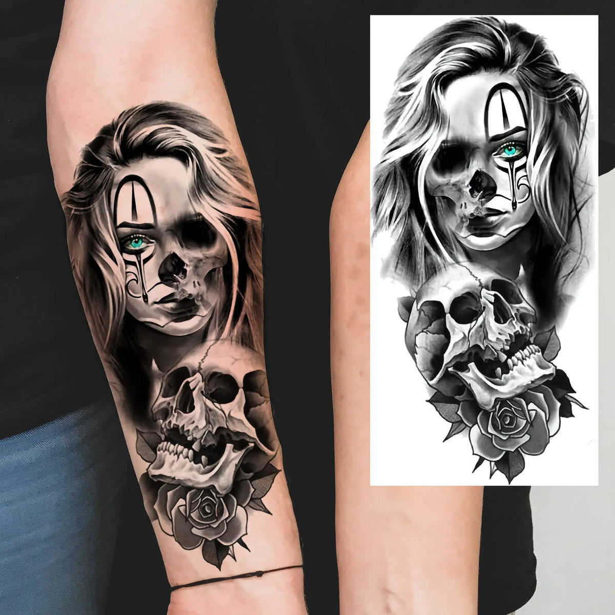 Waterproof Temporary Tattoo Sticker - Evil Joker Face, Long Lasting Realistic Design