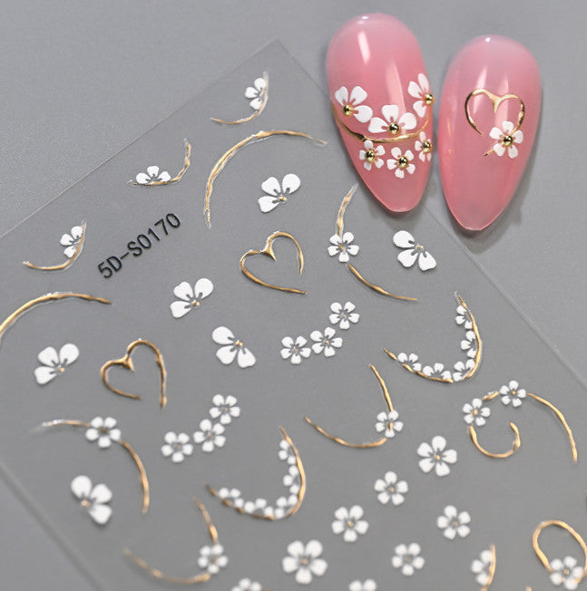 2Pcs Flower Rhinestone Nail Art Stickers 3D Self-Adhesive for Manicure
