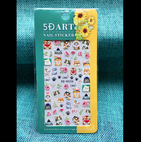 5D Nail Stickers Floral Wing Party Embossed Decals for Nail Art