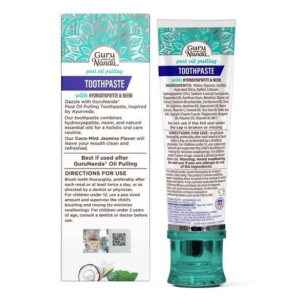 GuruNanda Whitening Toothpaste with Neem & Hydroxyapatite - 4.2 Oz