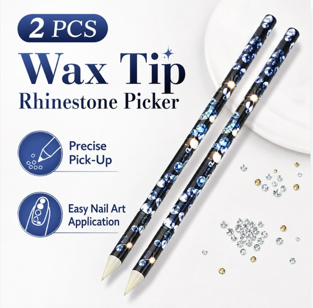 2 Pack Wax Rhinestone Picker Pens for Nail Art & Craft Jewelry Gems