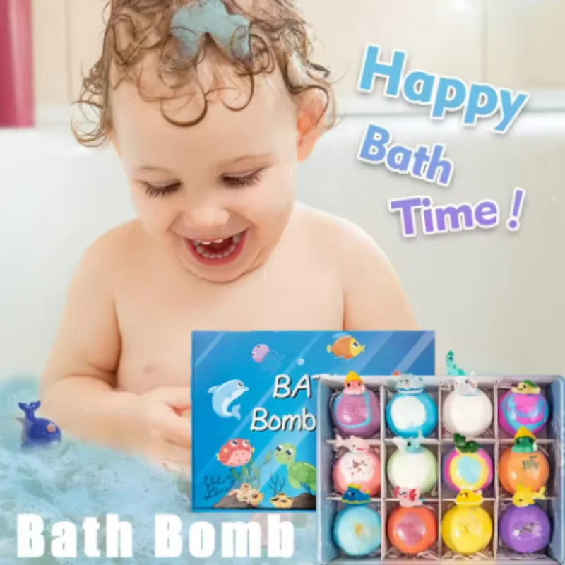 Kids Bath Bomb Set with Surprise Inside - Organic Ocean-Themed Bubble Bath Toys