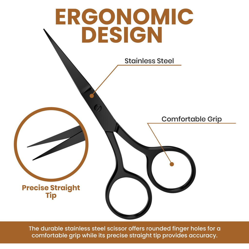Eyebrow Scissors - Professional Stainless Steel Small Shears Black