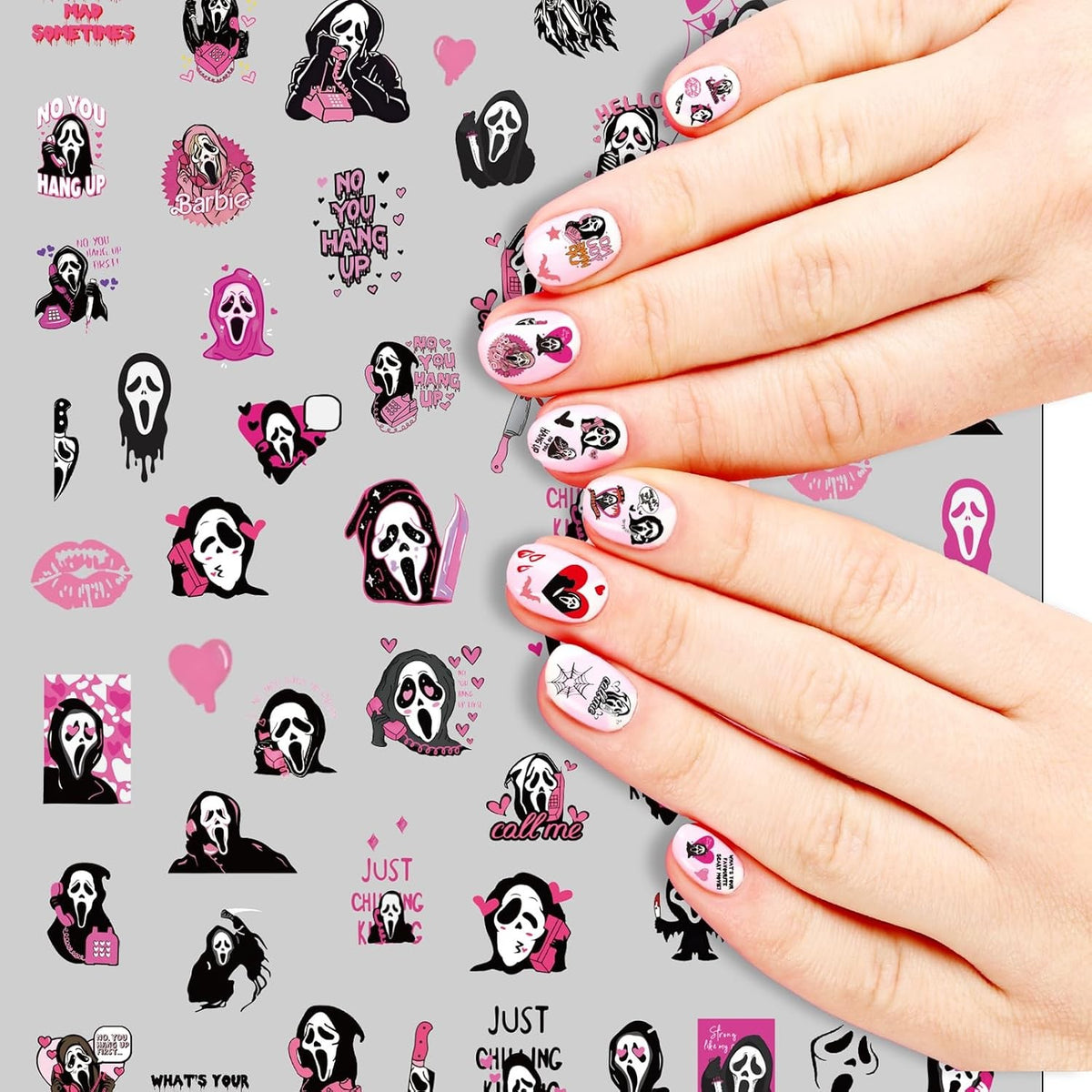 Halloween Ghost Nail Stickers - Self-Adhesive Nail Art Decals for Spooky Manicures