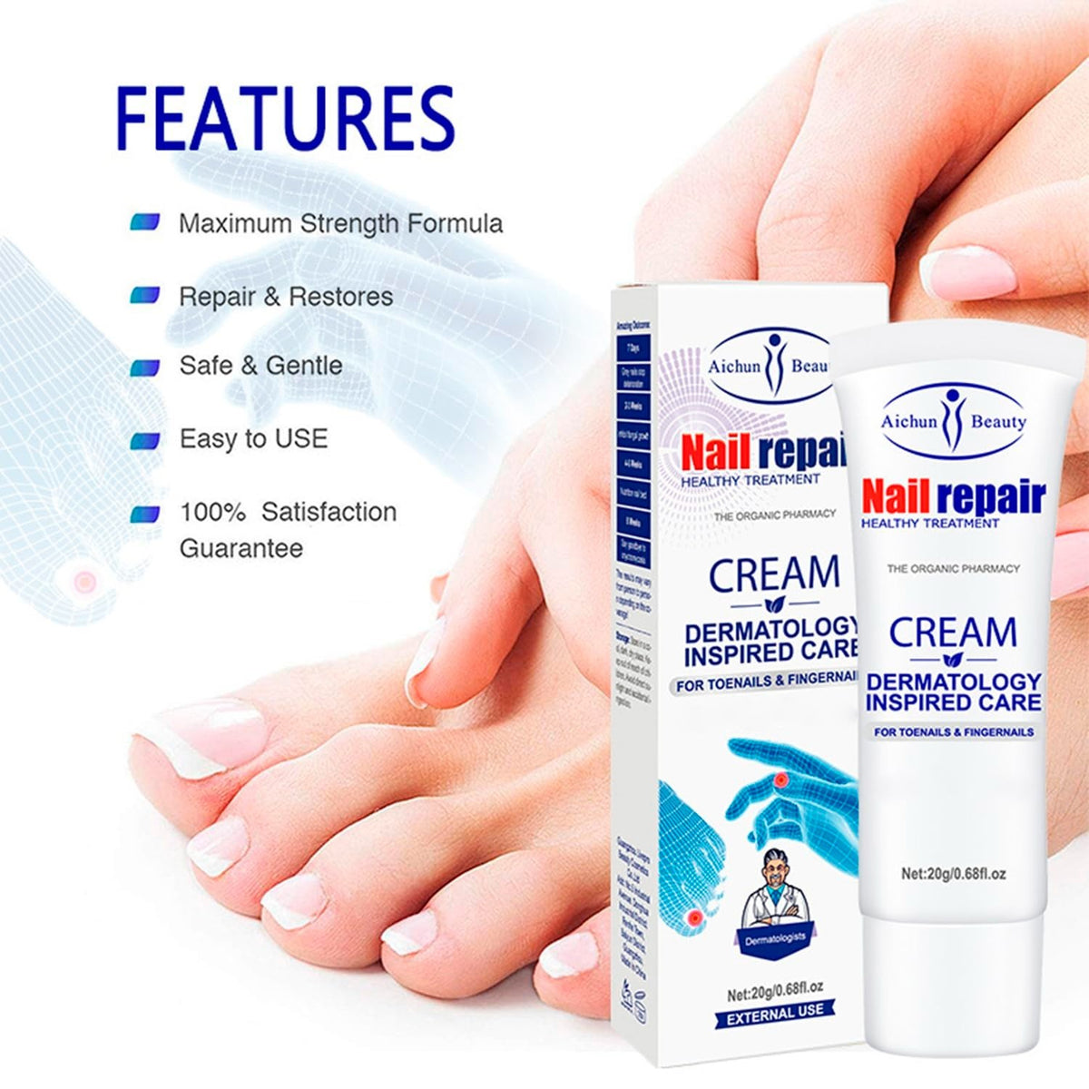 Nail Repair Cream for Damaged Nails - Hydrates & Restores 20g