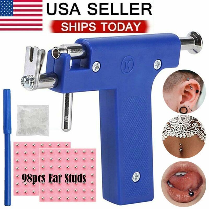 Professional Ear Piercing Gun Kit with 98 Studs - DIY Ear Nose Navil Body Kit