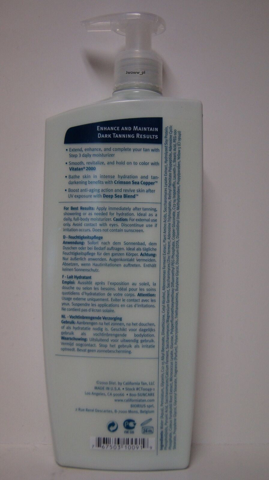 California Tan Total Immersion Moisturizer & Tan Extender 16 oz - Fast Absorbing, Water Lily Scent