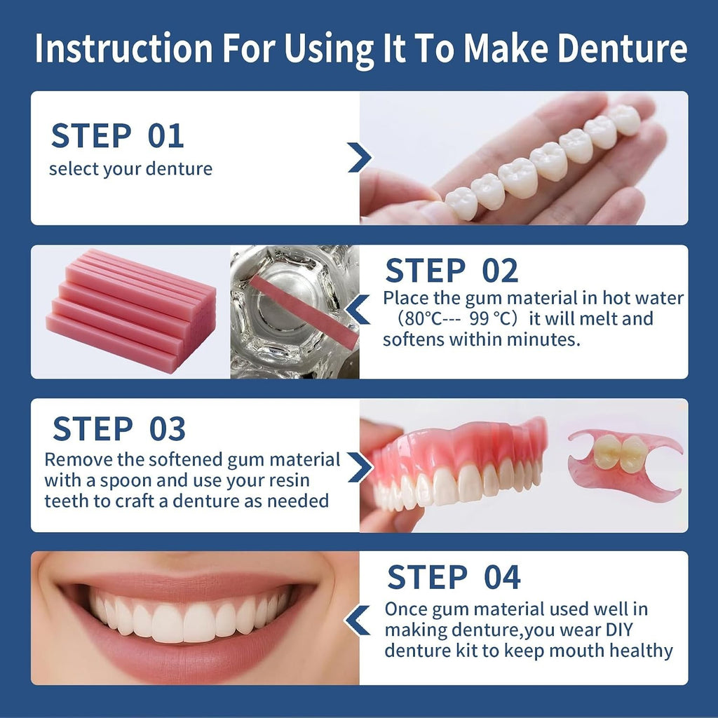 Denture Reline Kit - Soft Cushioning for Upper & Lower Dentures, Reusable, Easy to Apply