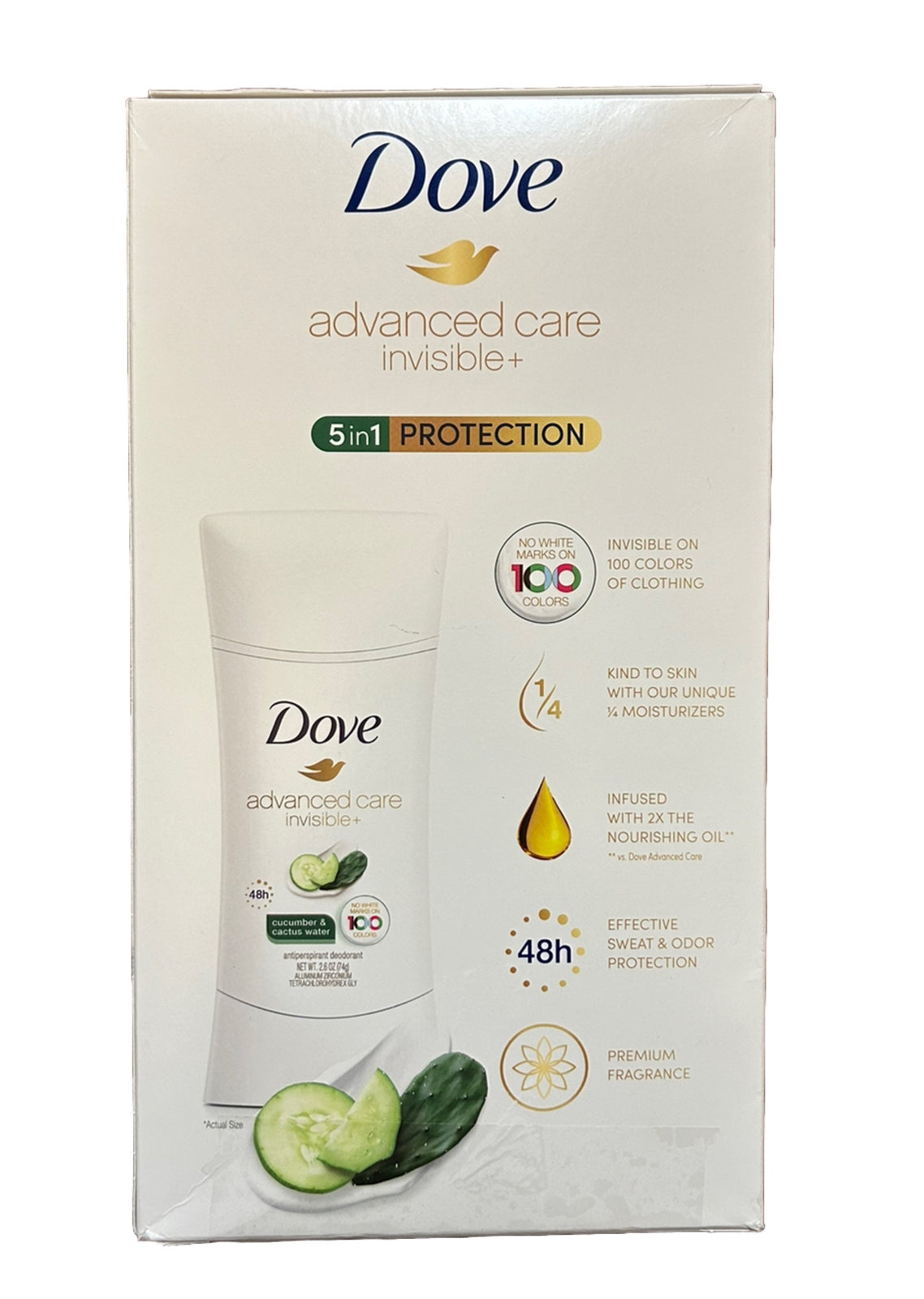 Dove Advanced Care Invisible Plus Antiperspirant Deodorant Cucumber & Cactus 4 Pack