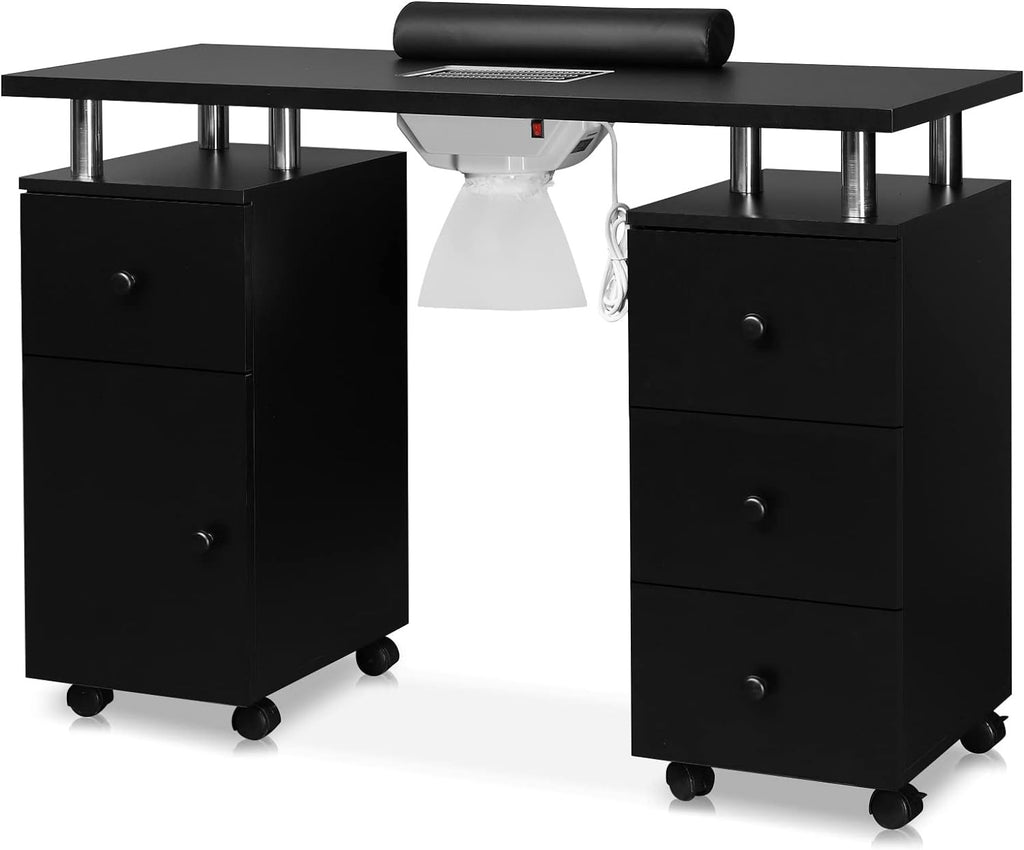 Manicure Table with Storage Drawers and Dust Collector - Professional Nail Desk