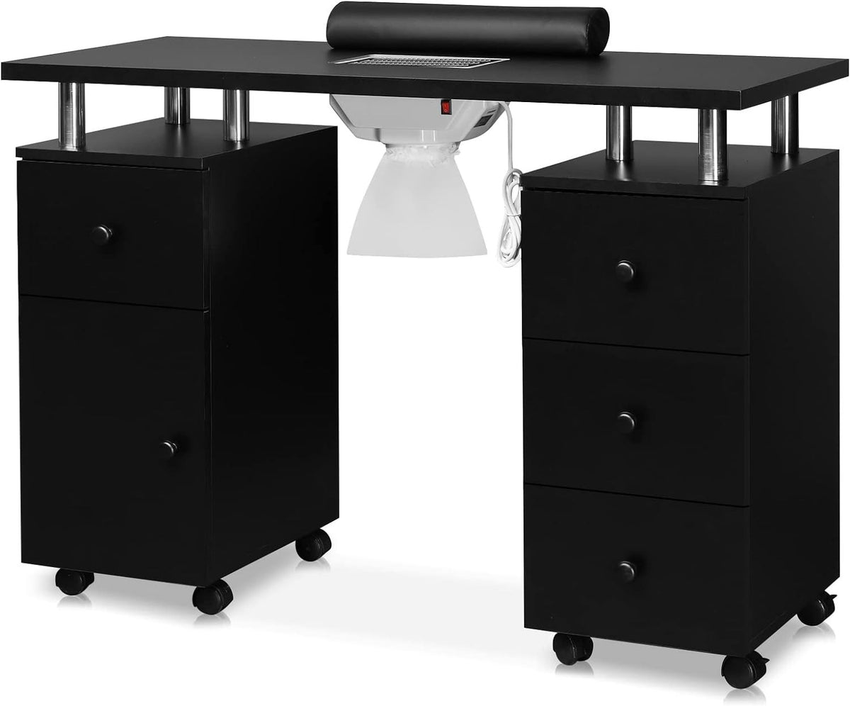 Manicure Table with Storage Drawers and Dust Collector - Professional Nail Desk