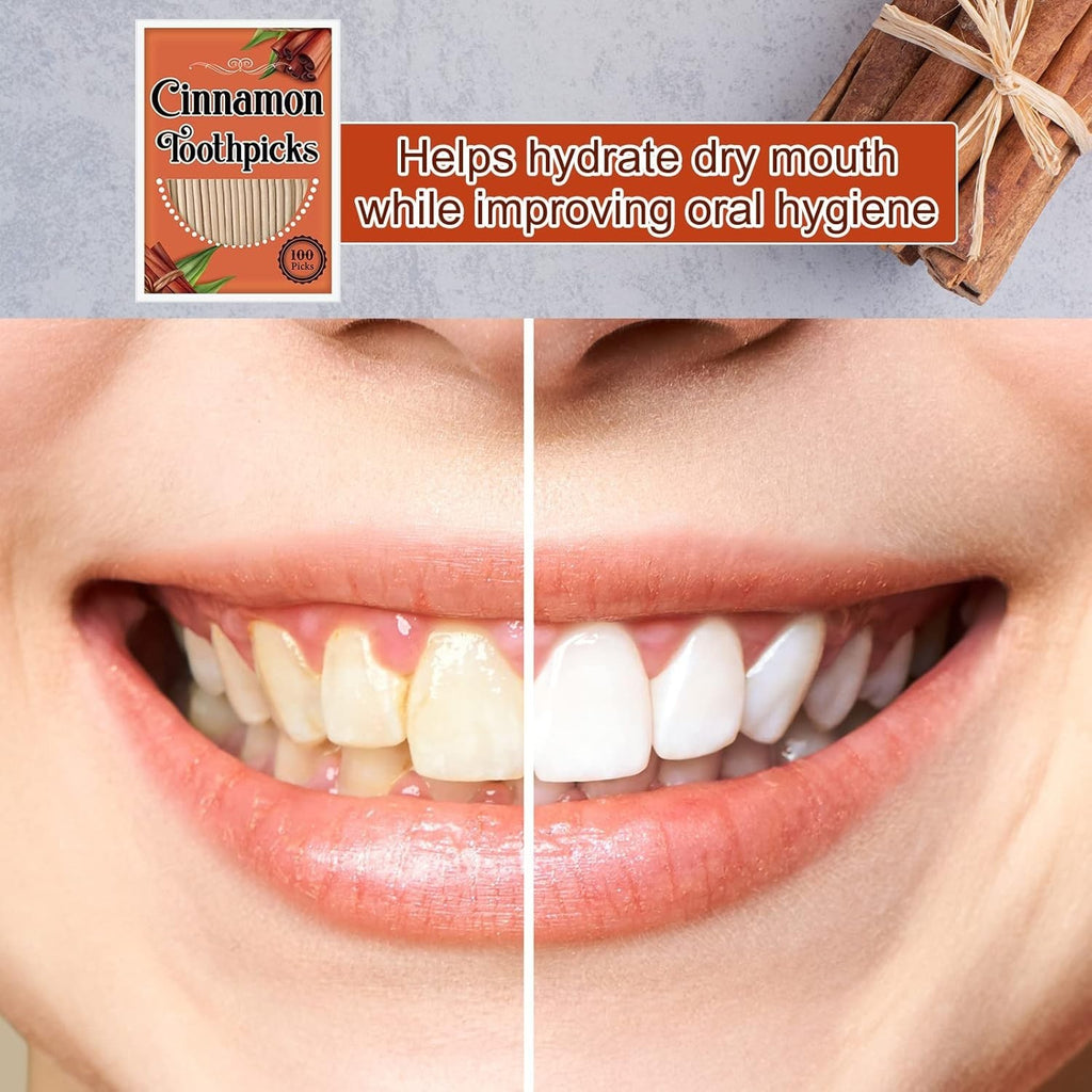 Bulk Cinnamon Flavored Toothpicks - 600 Natural Wooden Picks for Fresh Breath & Oral Care