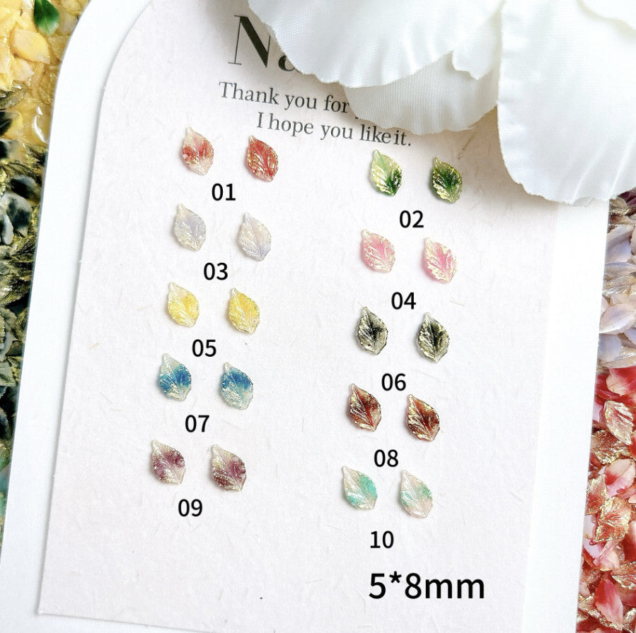Glow in the Dark Nail Art Charms 20pcs Resin Leaf Decorations for DIY Nails