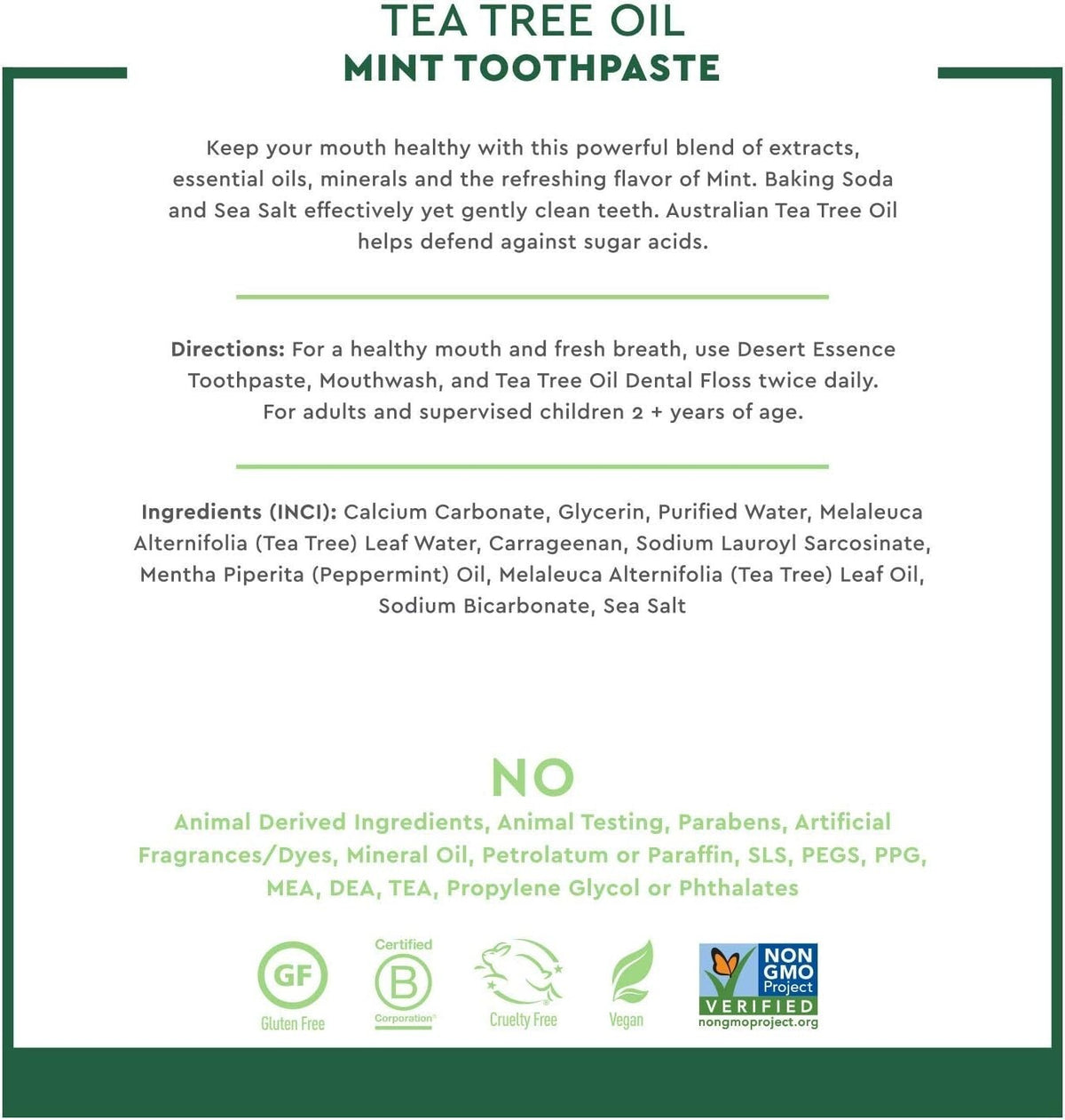 Tea Tree Oil Toothpaste with Mint - Refreshing Natural Oral Care 6.25oz